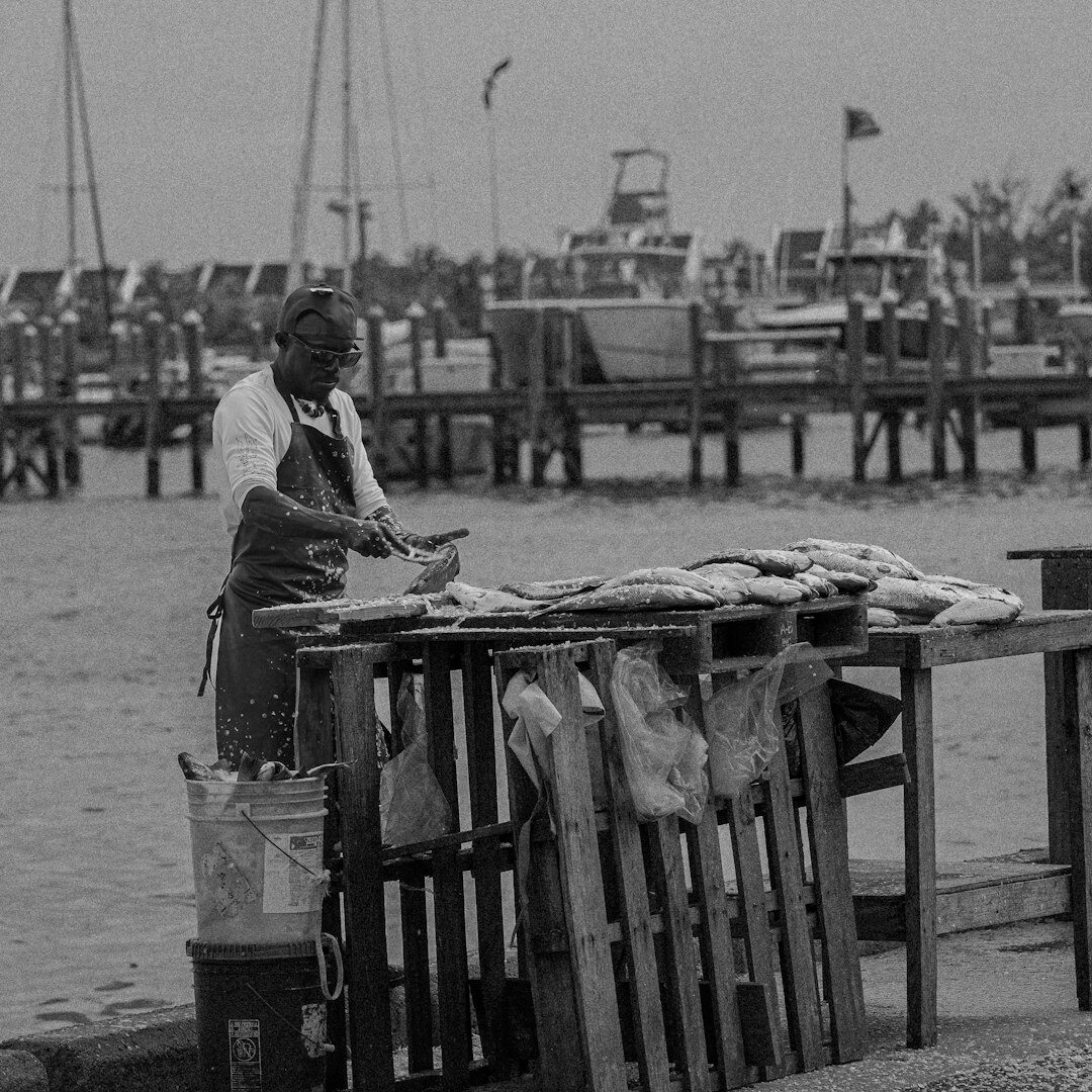 Danish woman working at a fishing harbor